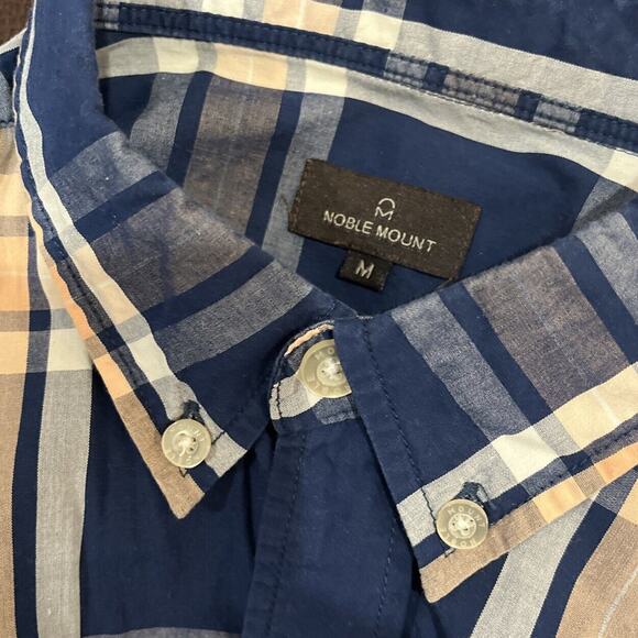 Noble Mount Button Front Shirt Men's Size M Multicolor Dark Plaid Long Sleeve - Picture 5 of 8